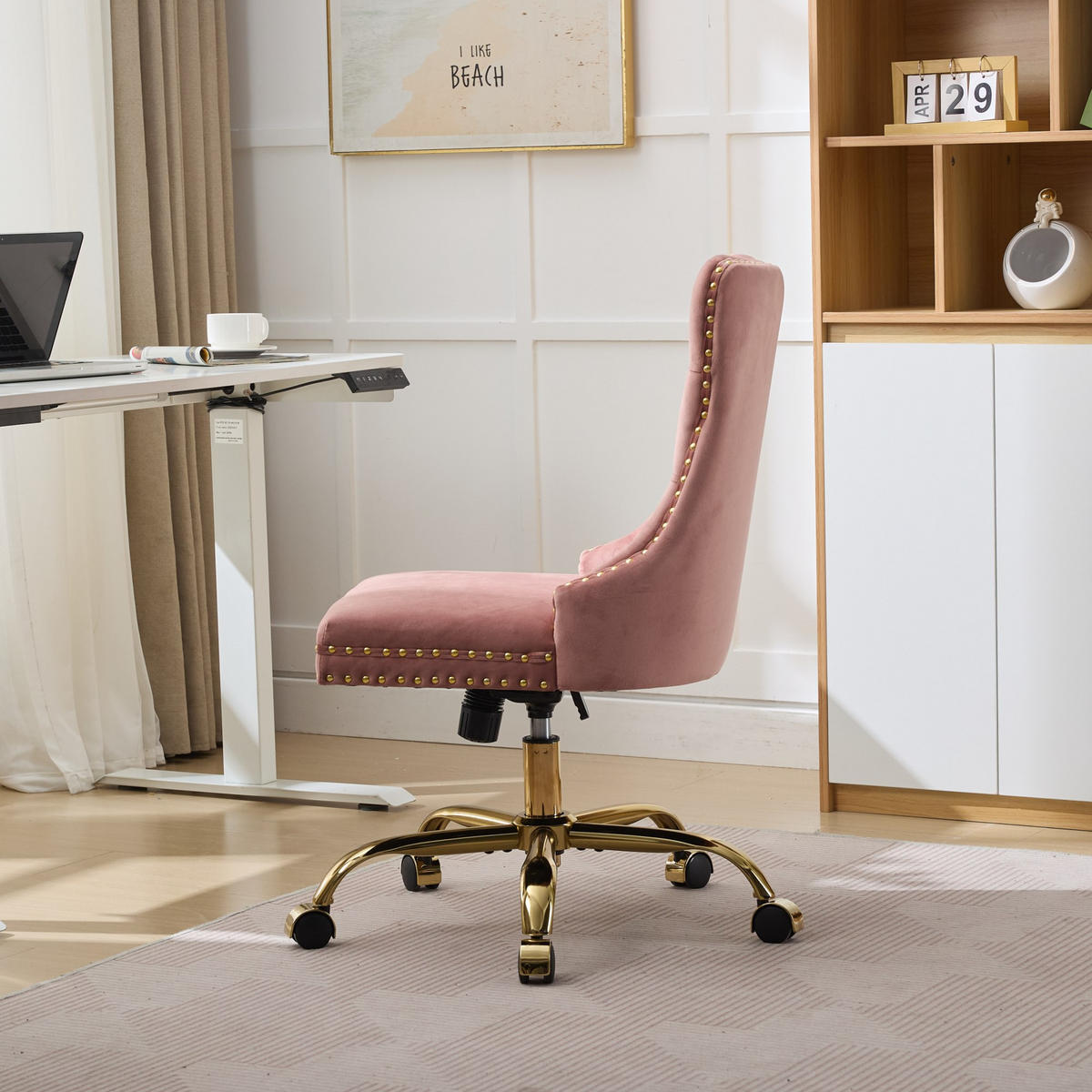 BÜRUSTUHL Rosa Höhenverstellbar - Pink, Metall (63/98/50cm) - PANGIVO