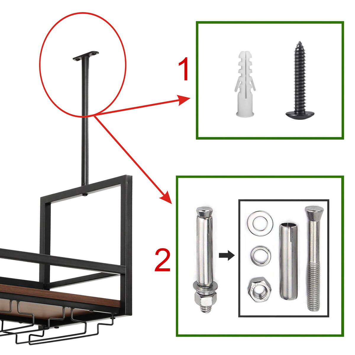 VINNÝ REGÁL Borejle - černá/barva vlašského ořechu, kov/kompozitní dřevo (120/64.5/30cm) - [en.casa]