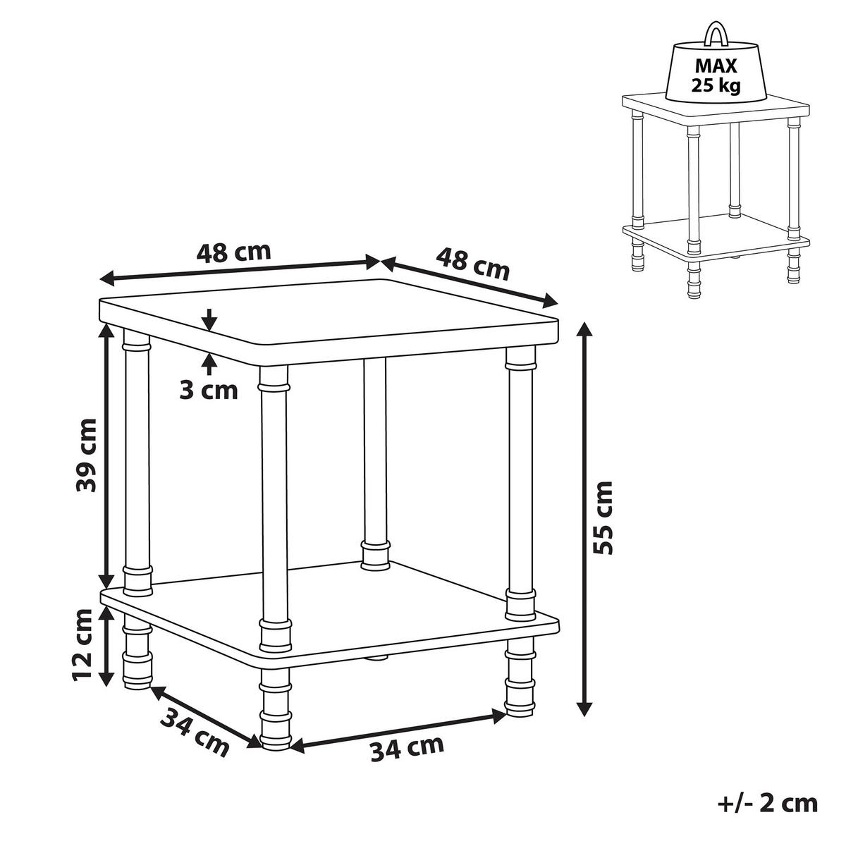 BEISTELLTISCH dunkler Holzfarbton/schwarz quadratisch Veril - Dunkelbraun/Schwarz, Holzwerkstoff (48/48/55cm) - Beliani