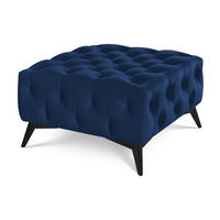 HOCKER Chesterfield Whitby Marineblau Samt mit schwarzen Füßen - Blau/Schwarz, Holz/Textil (80/45/80cm) - S-Style Möbel