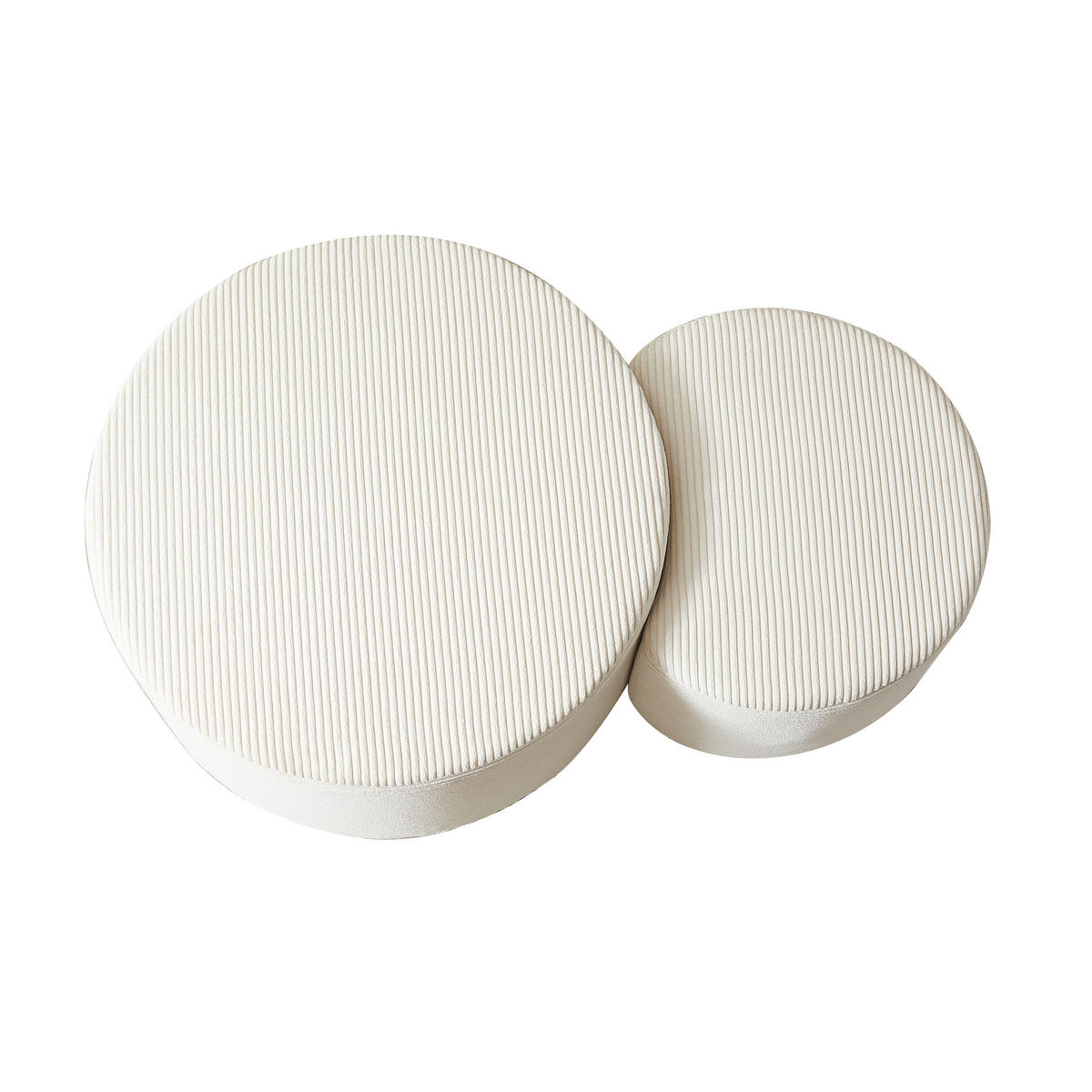 COUCHTISCH 2er Set Rund Gepolsterter Montagefrei - Beige, Textil (81/81/40cm) - Urban Meuble