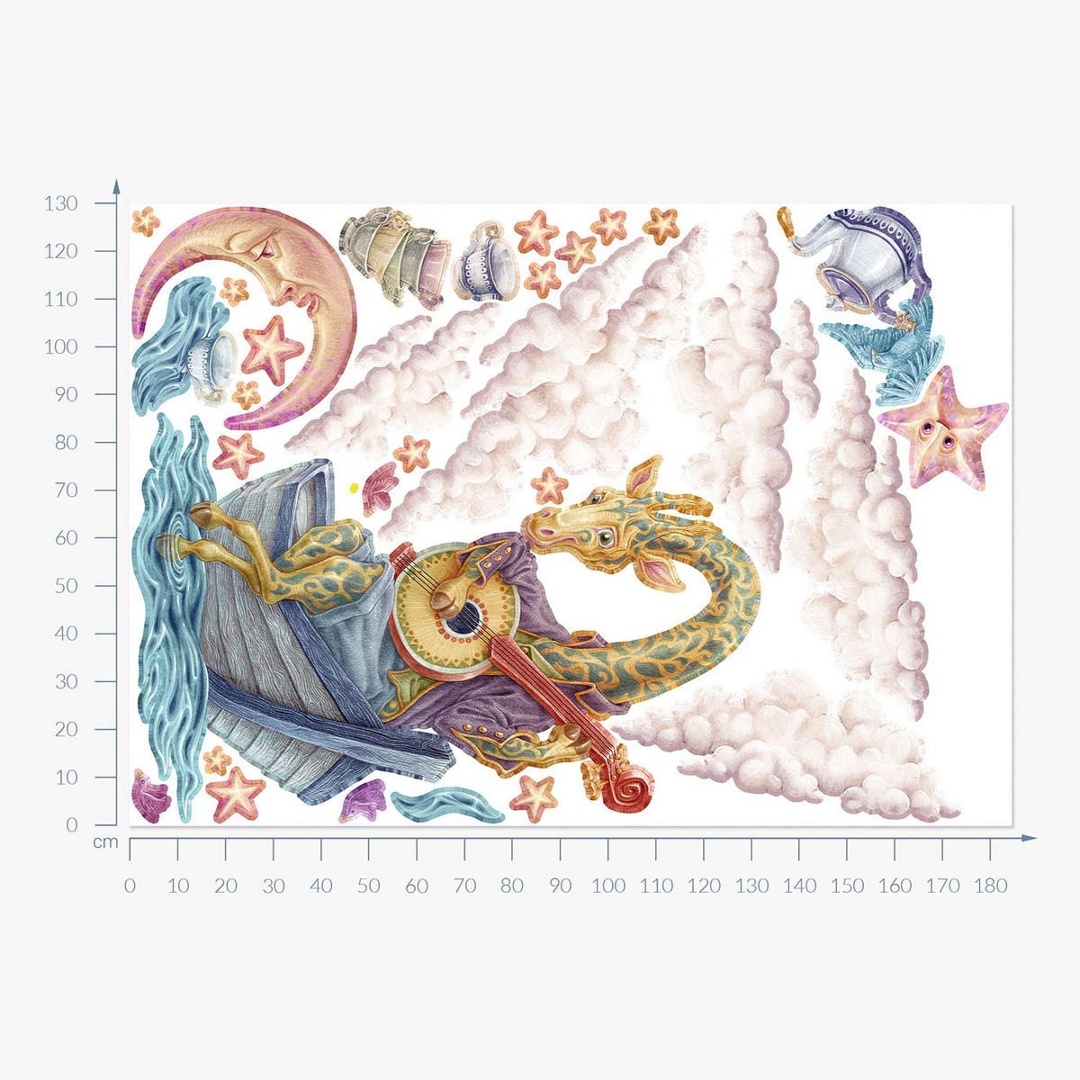 WANDAUFKLEBER 130x184cm - Pastellfarbene Tiere - Multicolor, Kunststoff (130/184/0.1cm) - Wallfluent