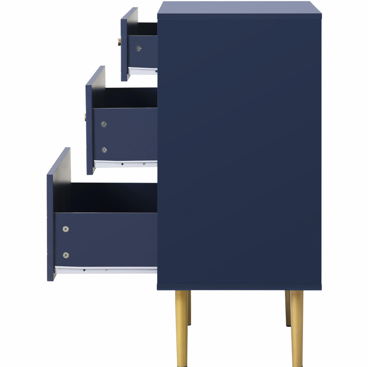 KOMMODE 75/40/89 cm mit 3 Schubladen und Metallbeinen in Marineblau - Dunkelblau, Holz (75/89/40cm) - BEAOK