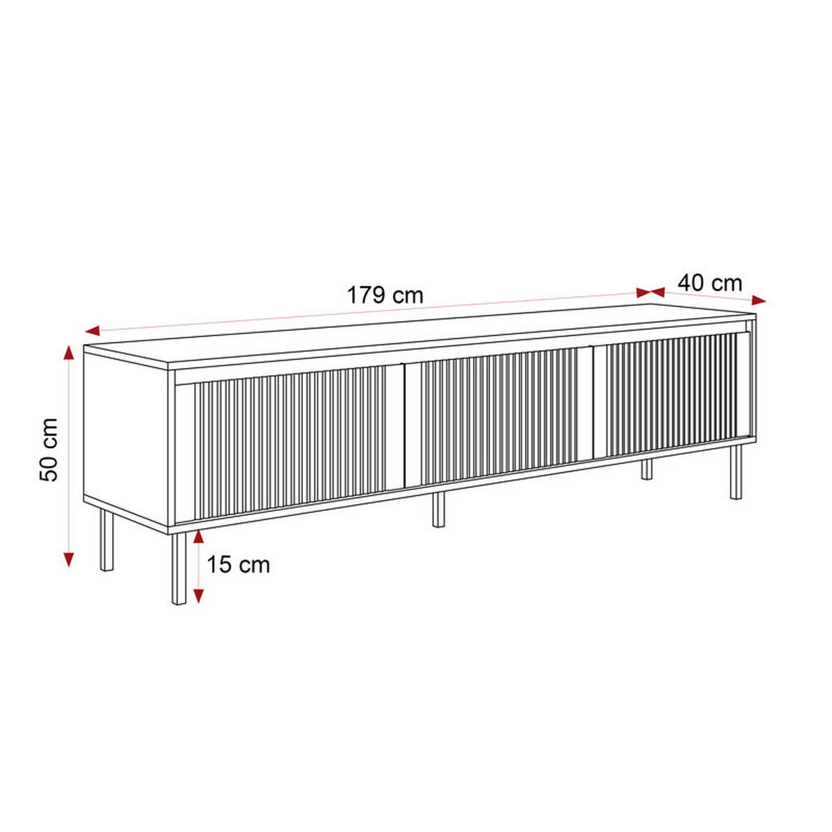 TV-LOWBOARD LIRA stehend, 179 cm Sandbeige - Beige/Schwarz, Holzwerkstoff/Metall (179/50/40cm) - Idohome