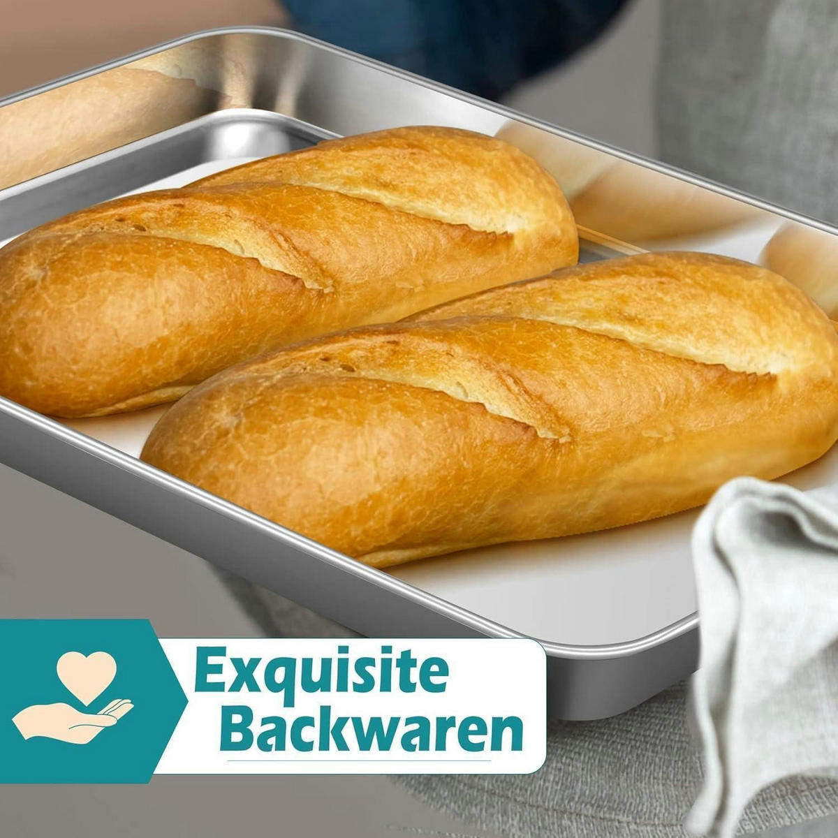 BACKBLECH 2er Set Edelstahl 26,4x20,4x2,5cm - Silberfarben, Metall (20.4/2.5/26.4cm)