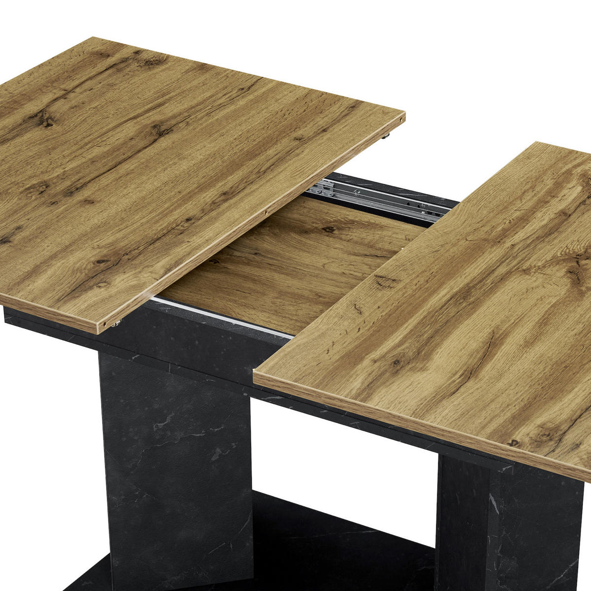 ESSTISCH VIVIAN 120-160/80/76 cm - Eiche Bianco/Anthrazit, Holzwerkstoff (80/120/76cm) - B&D Home