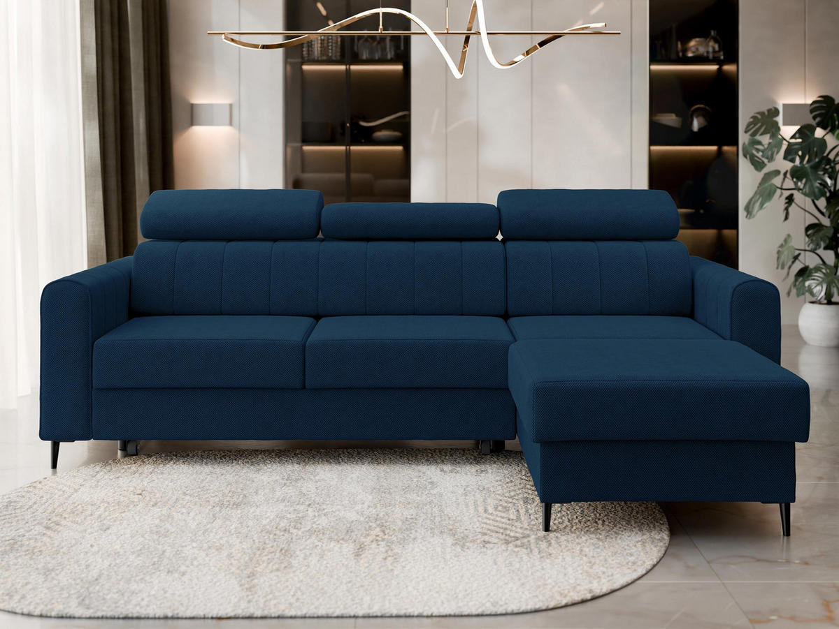 ECKSOFA Toronto III - Blau/Schwarz, Holz/Kunststoff (250/169cm) - MIRJAN24