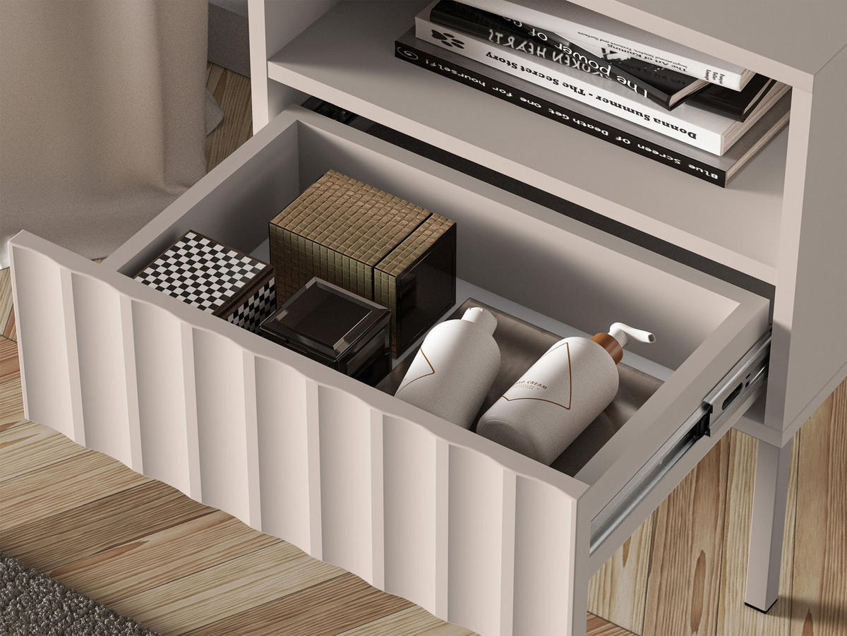 NACHTTISCH Derriva Hellbeige 50 cm - Ecru/Beige, Holzwerkstoff/Metall (50/53/35.2cm) - Selsey