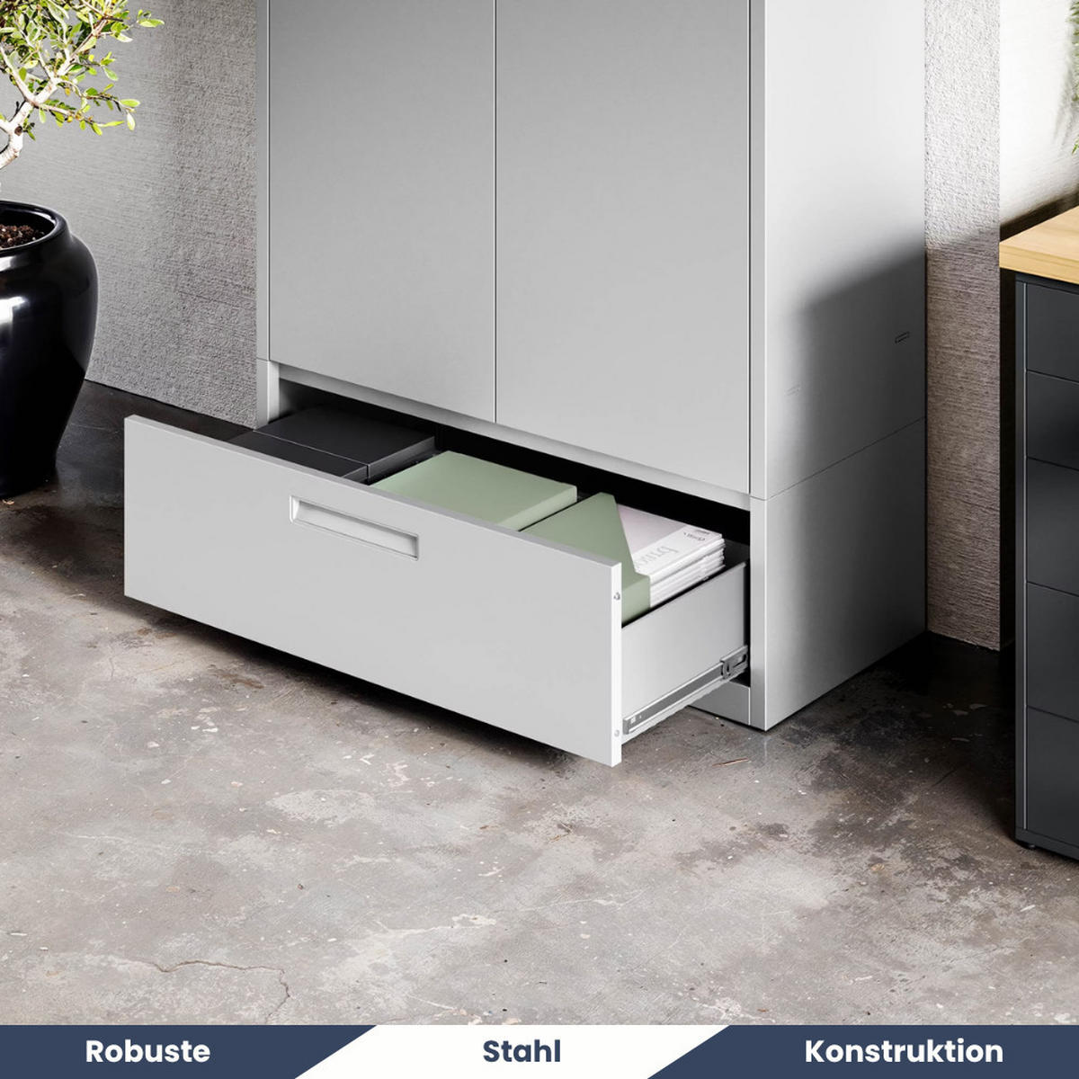 METALLSCHRANK mit Einzel-Schublade MEGAN 195x90x40cm Grau - Grau, Metall (90/195/40cm) - Jan Nowak