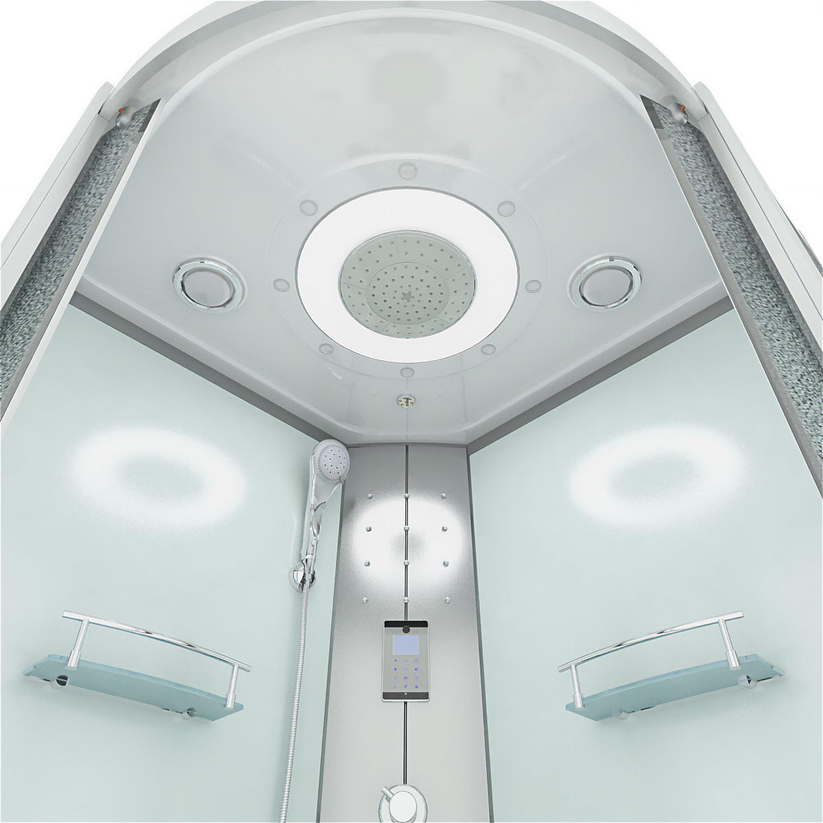 FERTIGDUSCHE Dusche D58-50M0-EC Weiß 90x90 - Weiß, Glas/Kunststoff (90/90/225cm) - AcquaVapore by Sandra Jentho