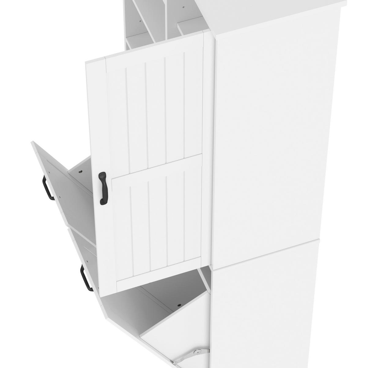 BADEZIMMERSCHRANK 78x35x172.7cm in Weiß, feuchtigkeitsbeständig mit 2 Wäschekörben - Weiß, Holzwerkstoff (78/172.7/35cm) - Modfu