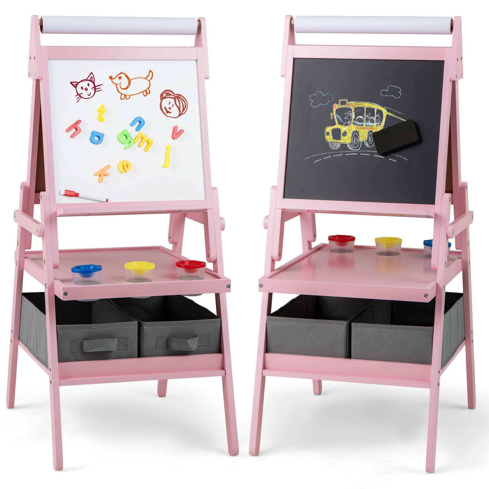 Costway Kinderstaffelei Pink 54x101.5x46 cm