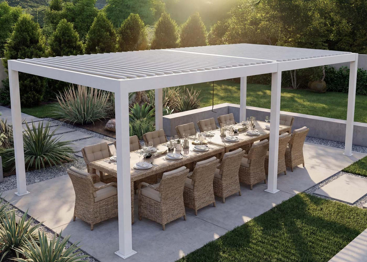 PERGOLA Weiß - Weiß, Metall (583/220/301cm) - MCW