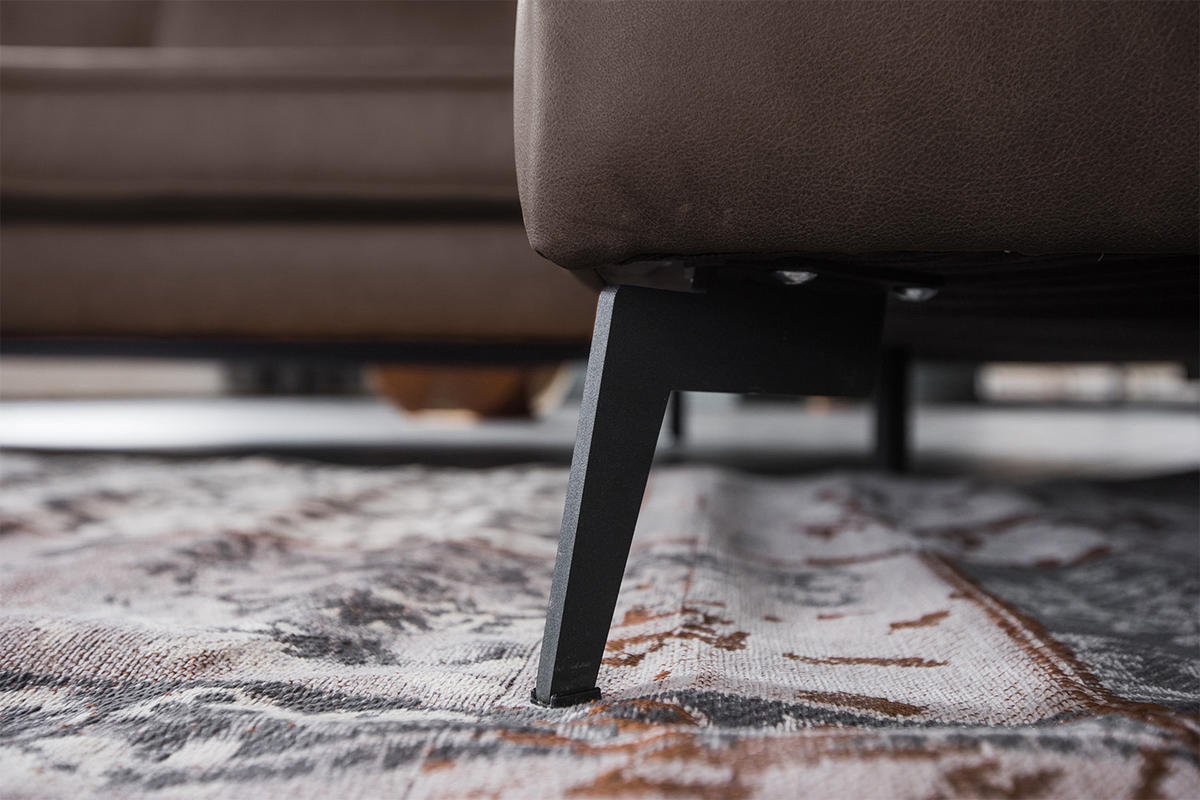 ECKSOFA BLOOM Dunkelbraun Leder - Dunkelbraun/Schwarz, Leder/Metall (276/177cm) - KAWOLA