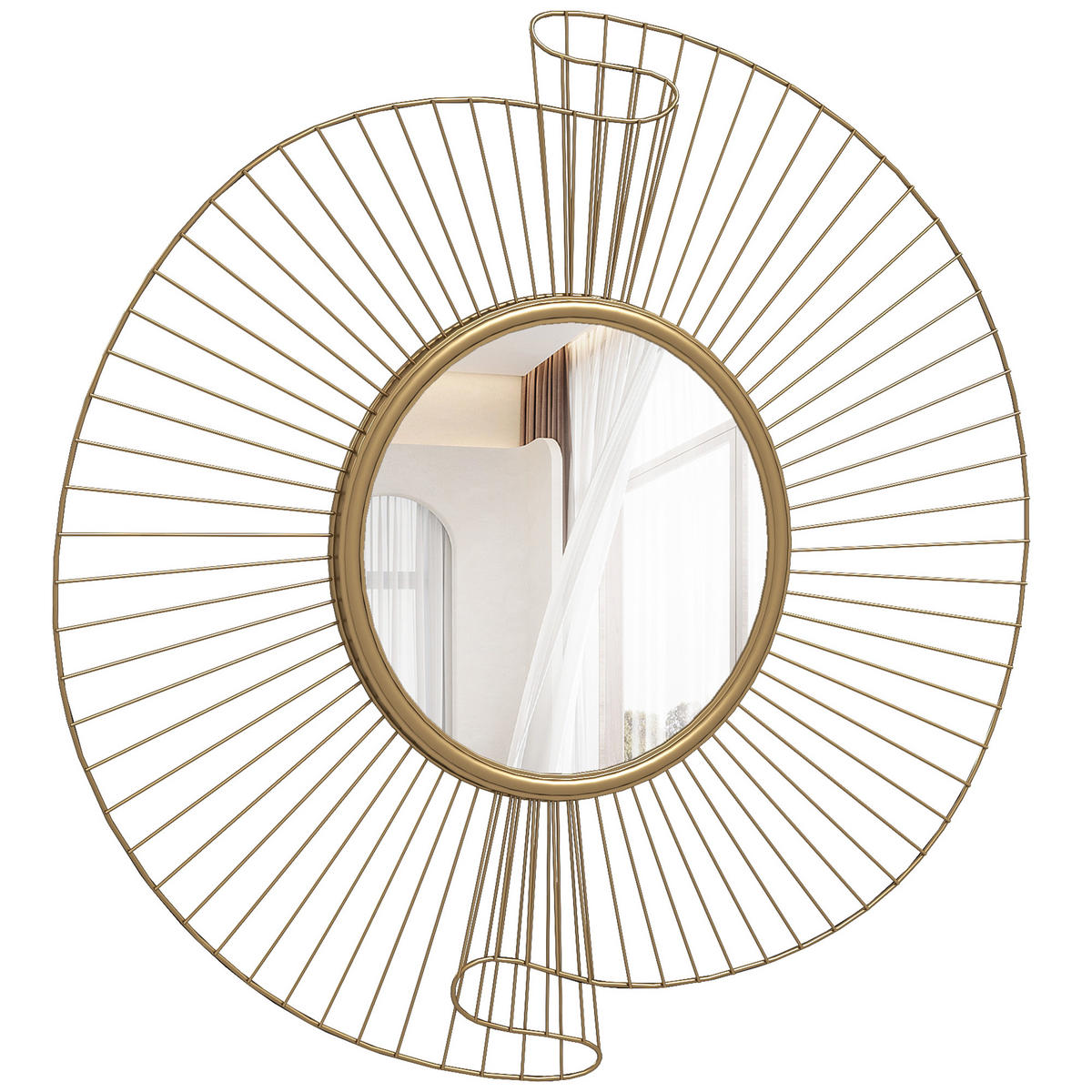 WANDSPIEGEL DE-14334 60 cm, mit 360°-Aufhängung Gold - Goldfarben, Metall (60/60/3.2cm) - ComfortXL