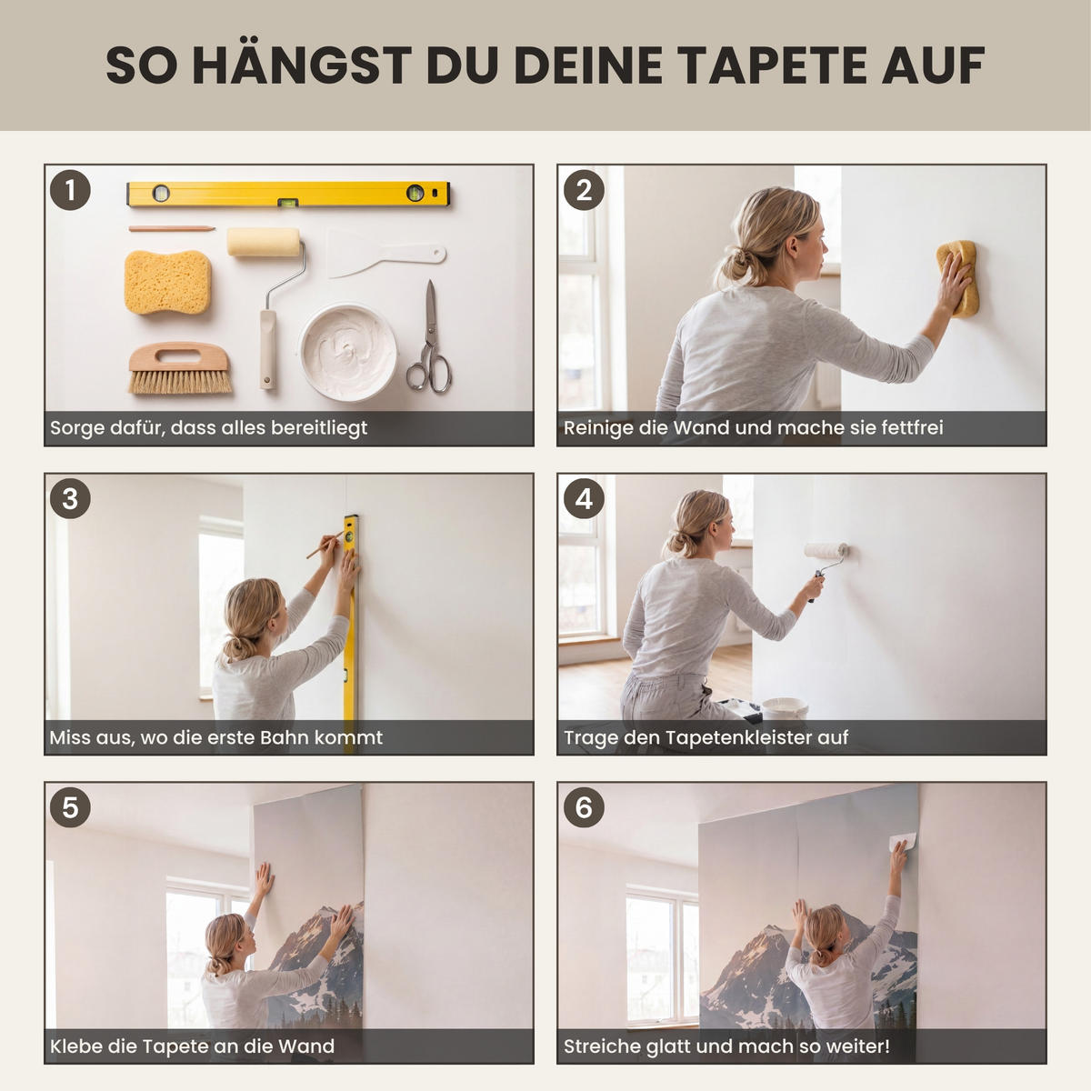 TAPETE - Berge - Wasser - Bäume - 200x220 cm - Multicolor, Papier (200/220cm) - OnlyWow