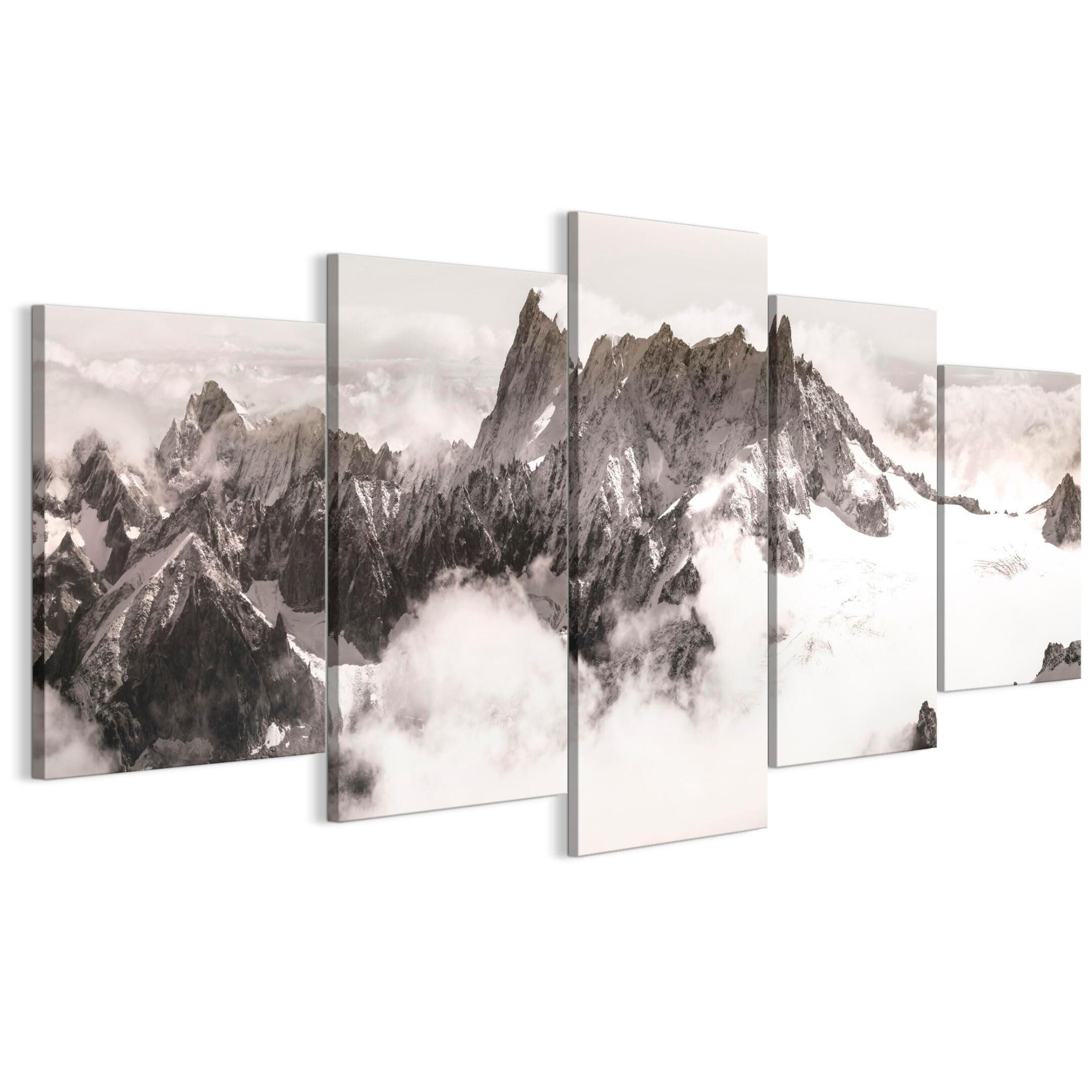 LEINWANDBILD Winter 5-tlg. 200x100 cm - Weiß, Holz (200/100cm) - LUMASOUL