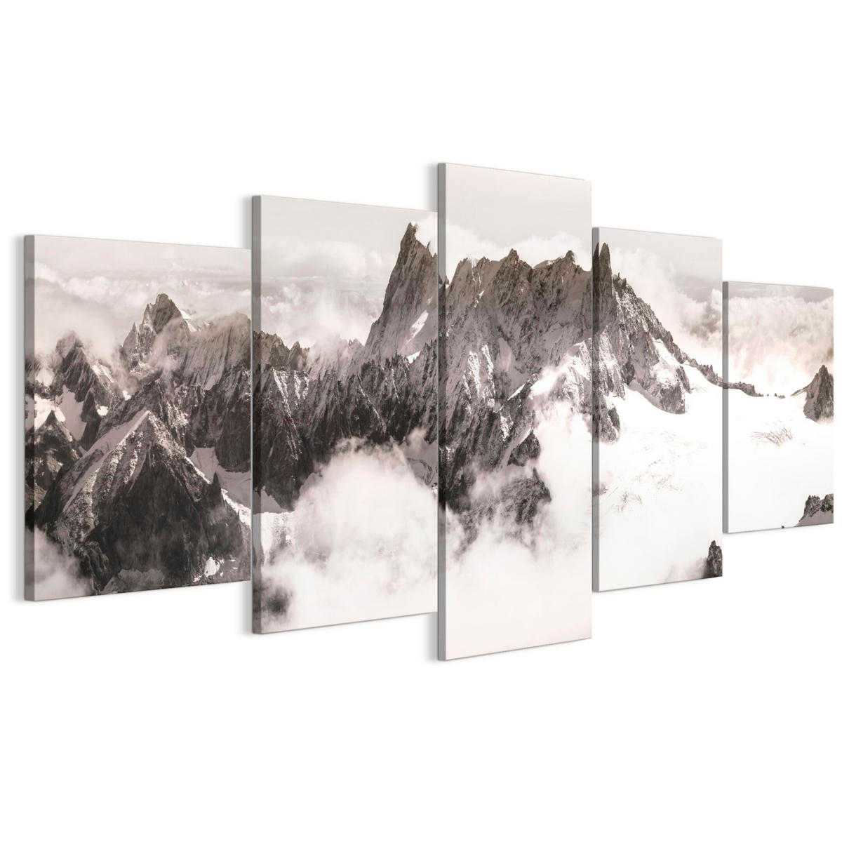 LEINWANDBILD Winter 5-tlg. 200x100 cm - Weiß, Holz (200/100cm) - LUMASOUL