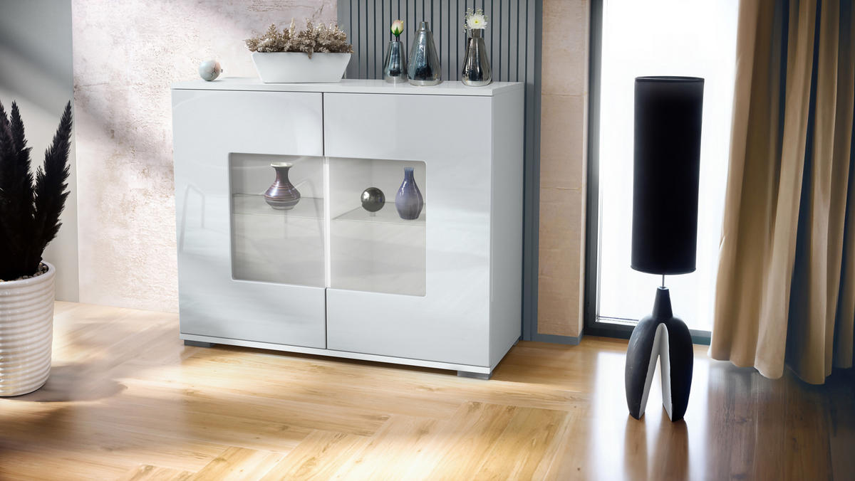 KOMMODE Grömitz Weiß Hochglanz - Weiß Hochglanz, Holzwerkstoff (92.5/75.5/35cm) - Vladon