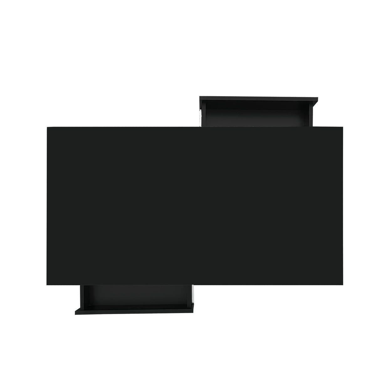 COUCHTISCH 95/50/42,5 cm Schwarz Hochglanz mit LED-Beleuchtung und 2 Schubladen - Schwarz, Holzwerkstoff (95/50/42.5cm) - Flora Grace