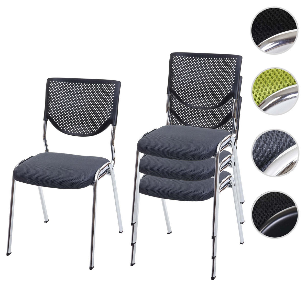 BESUCHERSTUHL Grau 4er-Set - Grau, Textil (49/83/58cm) - MCW