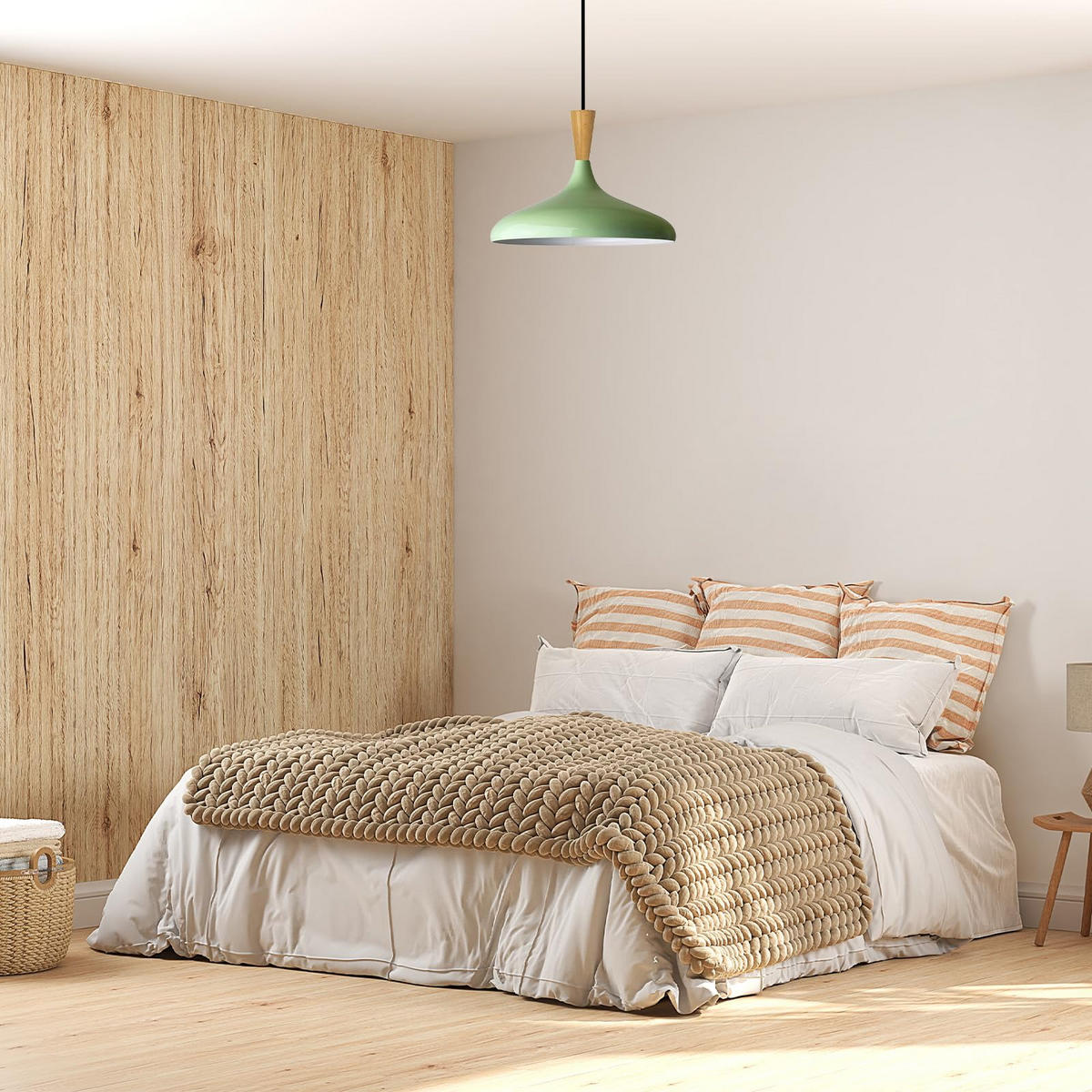 PENDELLEUCHTE Champion Holz 35/30 cm - Mintgrün, Metall (35/30cm) - Bamyum