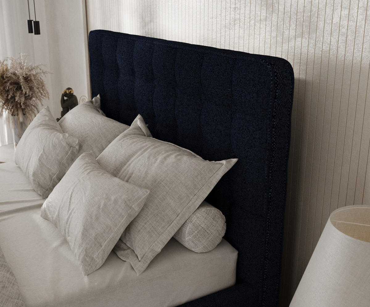 POLSTERBETT Paloma 140/200 cm Marineblau im Riva Stoff - Naturfarben/Dunkelblau, Holz/Holzwerkstoff (140/200cm) - AltaBeds