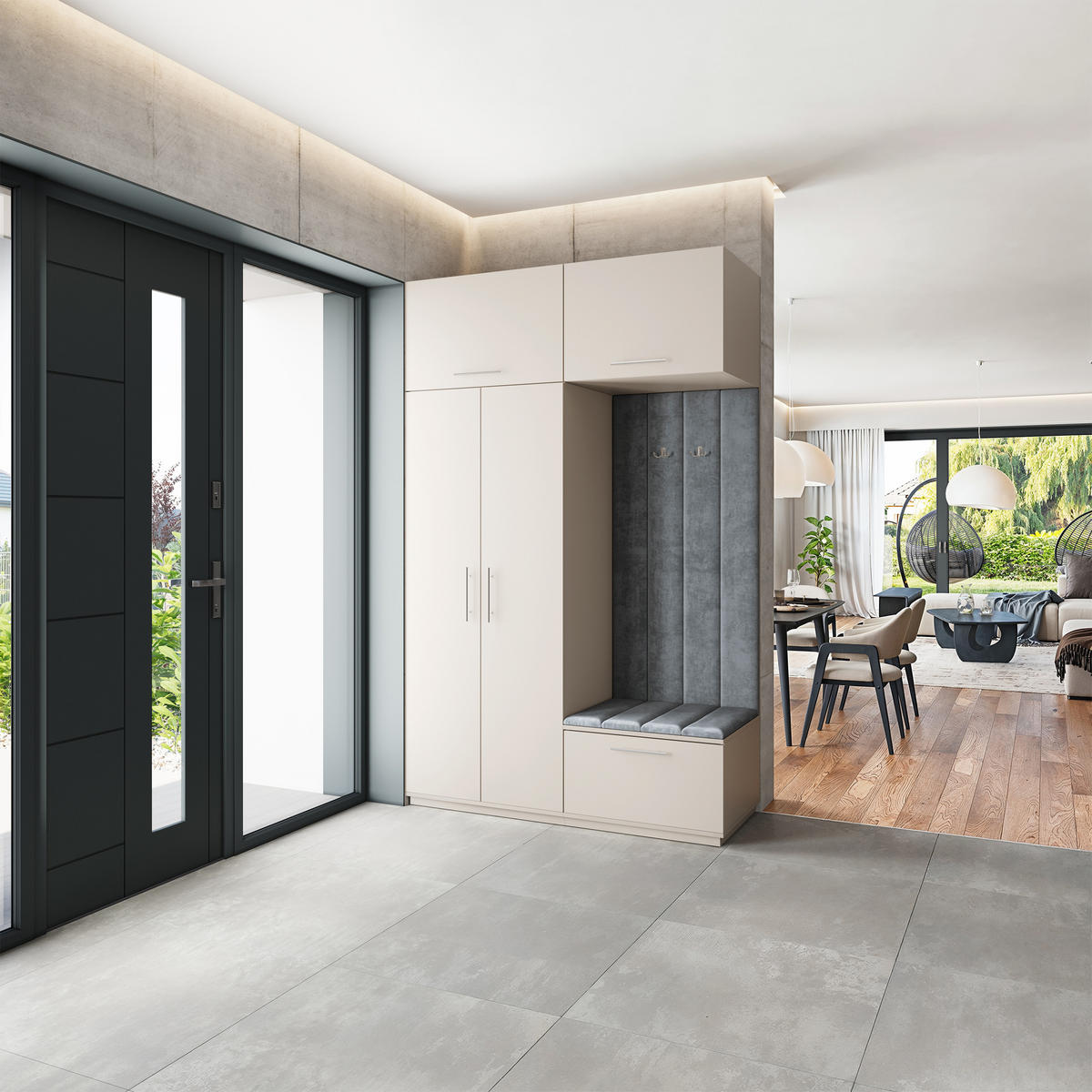 GARDEROBENSCHRANK REMA 150/240/60 cm Modern Garderobe-Set Kaschmir - Kaschmir/Grau, Holzwerkstoff (150/240/60cm) - MASSENO