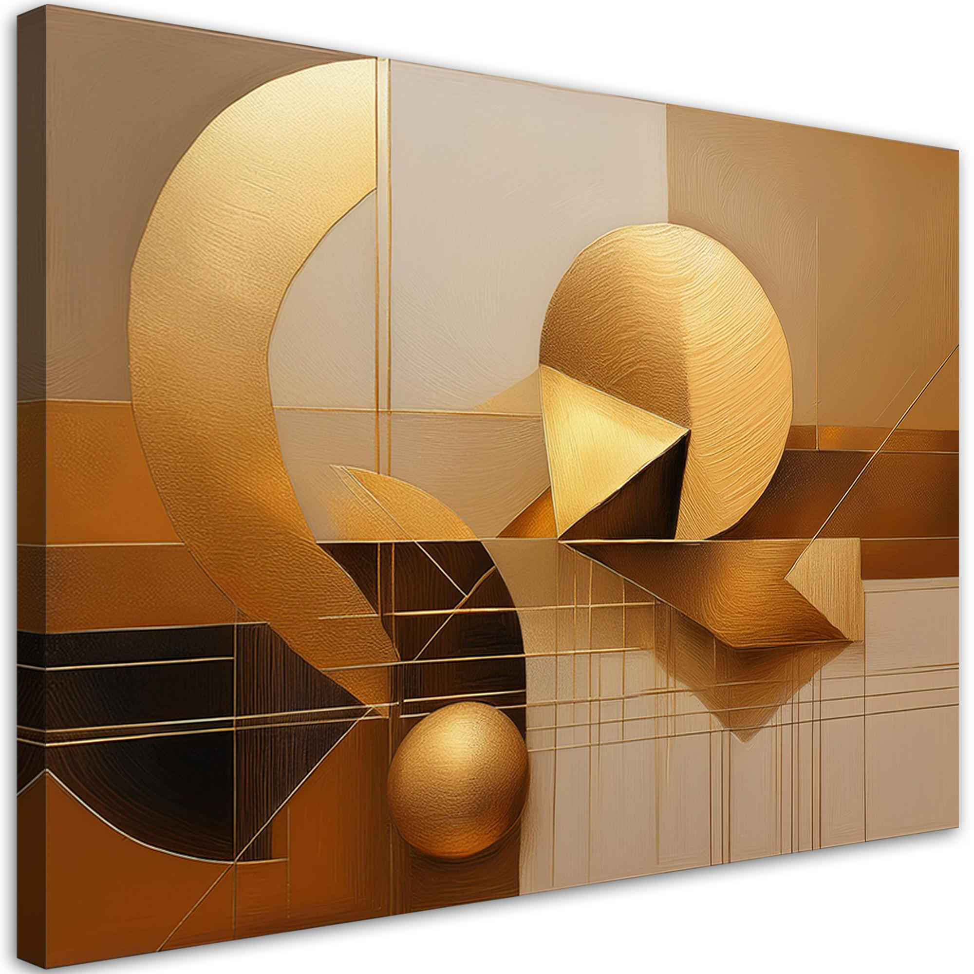 WANDBILD geometrische abstraktion 3d - Goldfarben, Textil (60/40cm) - Feeby