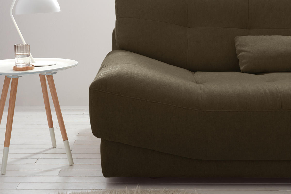 SOFA MOZZA Dunkelbraun Webstoff - Dunkelbraun/Schwarz, Kunststoff/Textil (298/83/123cm) - KAWOLA
