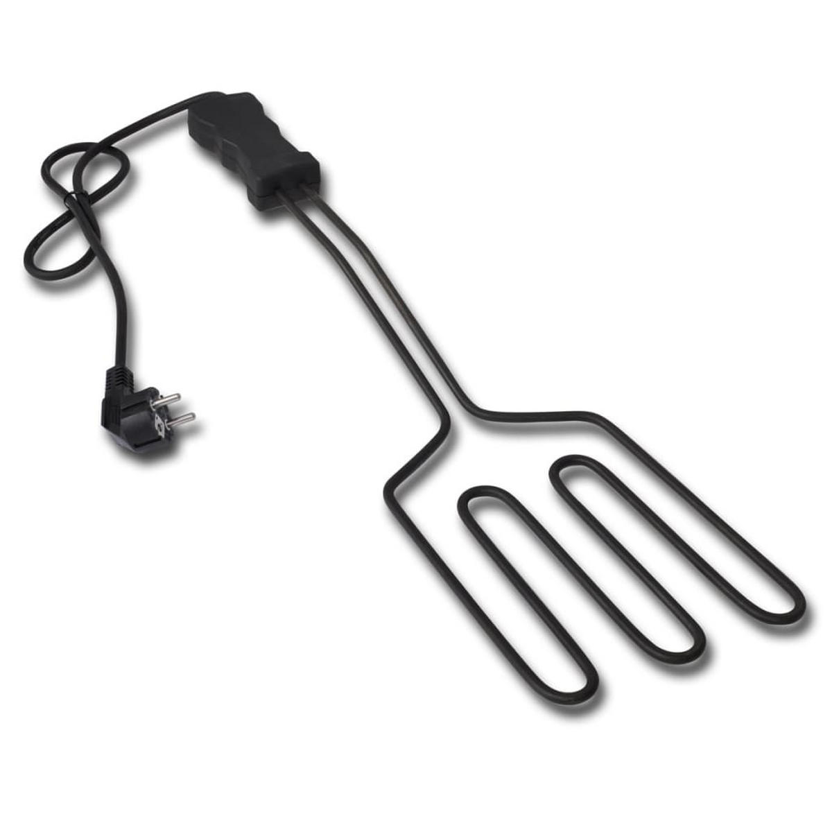 GRILLANZÜNDER Elektrischer 1500W, Edelstahl mit schwarzem hitzebeständigem Griff, Ein-/Aus-Schalter, große Zündfläche, raucharm - Schwarz, Metall (16/4/59cm) - vidaXL