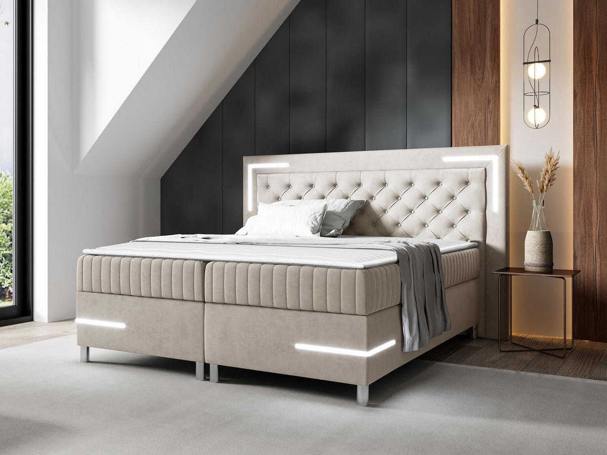 BOXBETT Tenosi 5 LED - Beige, Holz (120/200cm) - MIRJAN24