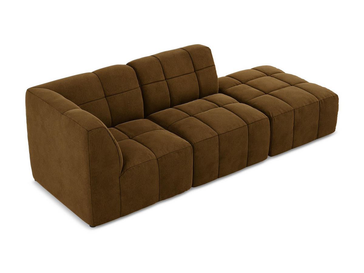 ECKSOFA Rechts Samt Stoff Gelb - Currygelb/Schwarz, Holzwerkstoff/Kunststoff (240/90cm) - Makamii