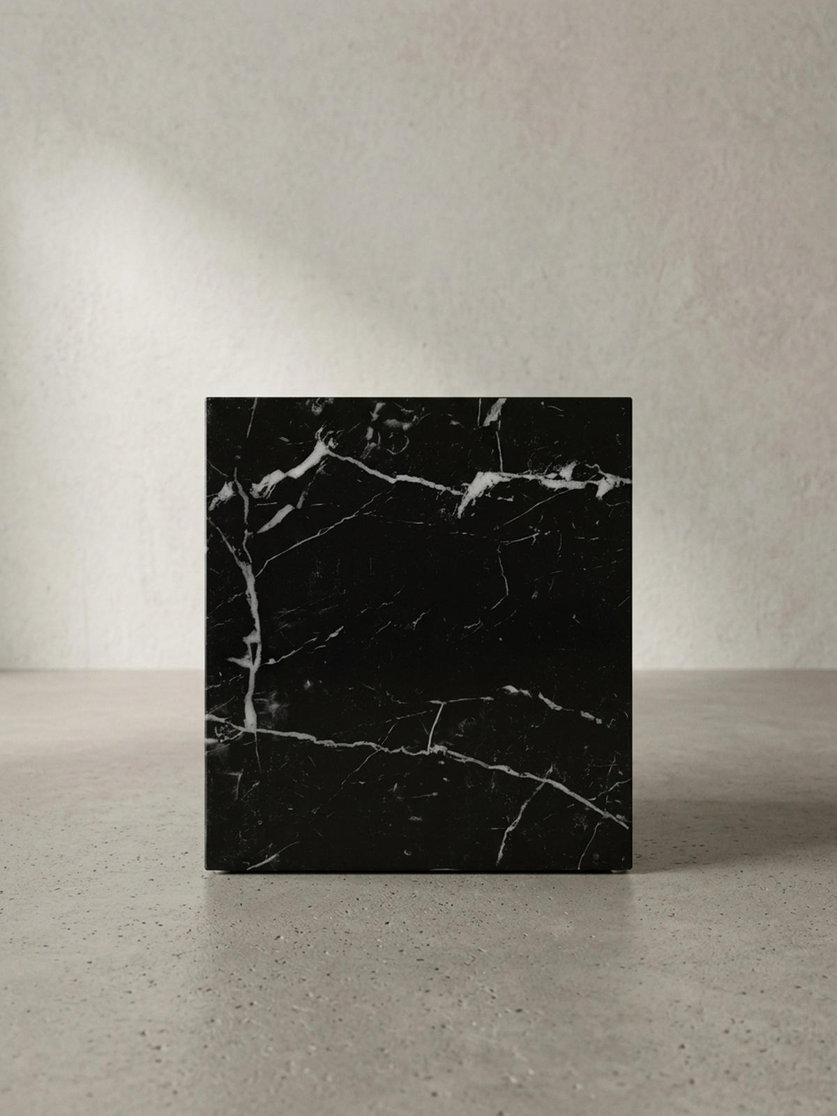 COUCHTISCH MONOBLOC in Hochglanz mit Marmor-Optik, Würfelform, Schwarz 40x40x45 cm - Schwarz, Holzwerkstoff (40/40/45cm) - KADIMA DESIGN