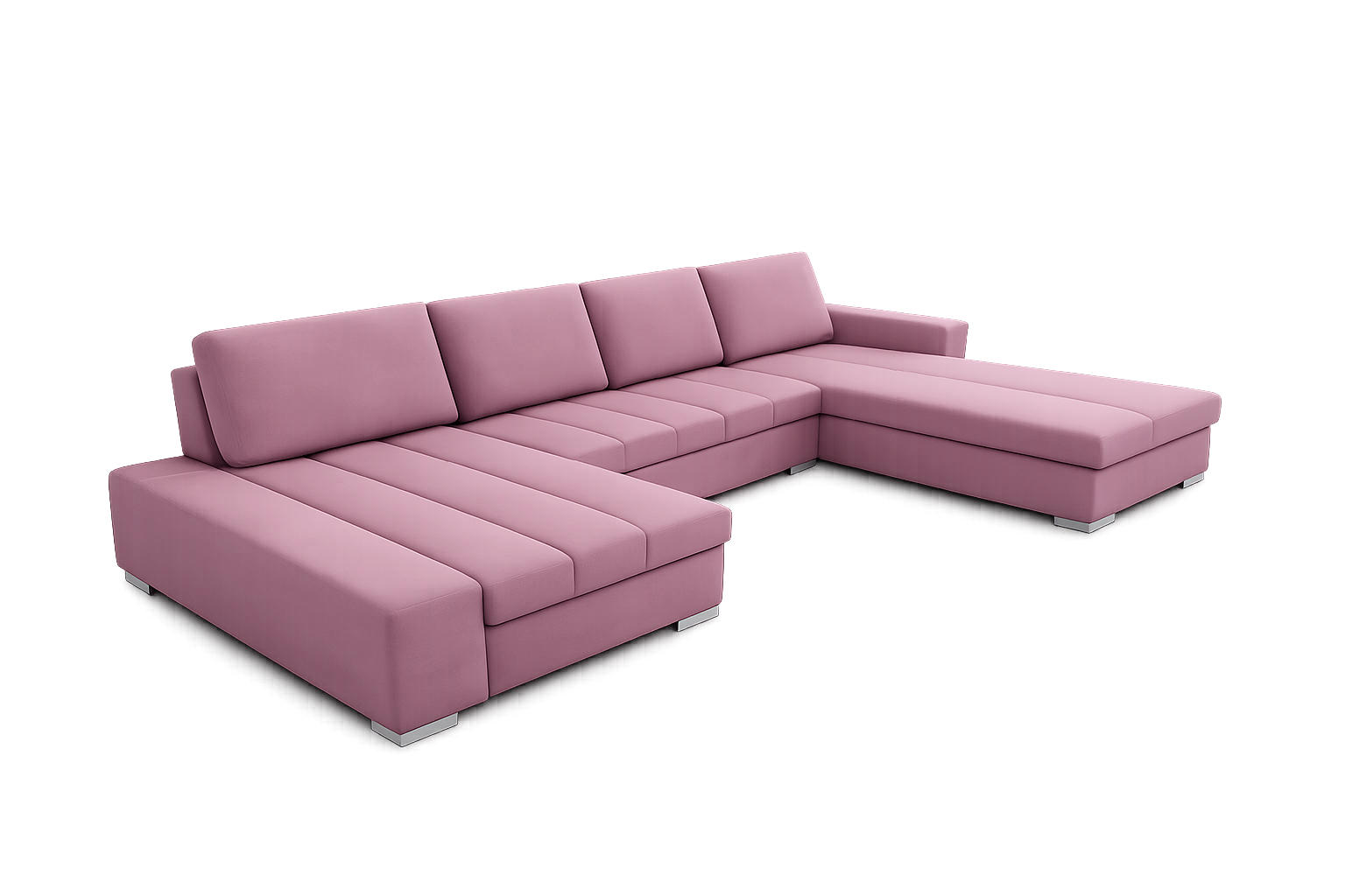 WOHNLANDSCHAFT VERONA U-Form mit Schlaffunktion, Bettkasten und Wellenfederung – Großzügiges Ecksofa 387 cm - Rosa, Kunststoff (387/85/213cm) - Wohnideebilder