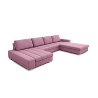 WOHNLANDSCHAFT VERONA U-Form mit Schlaffunktion, Bettkasten und Wellenfederung – Großzügiges Ecksofa 387 cm - Rosa, Kunststoff (387/85/213cm) - Wohnideebilder