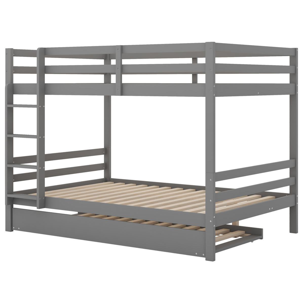 ETAGENBETT 140/200 cm Grau mit Ausziehbett und stabiler Treppe - Grau, Holz (140/200cm) - Flora Grace