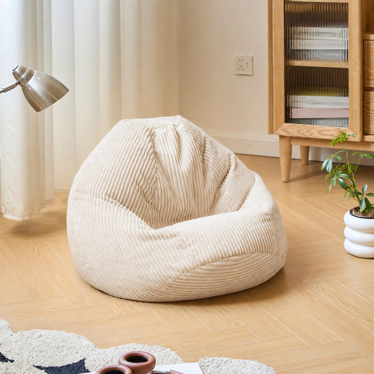 POUF kord Beige - Beige, Textil (85/50/85cm) - Nordlys