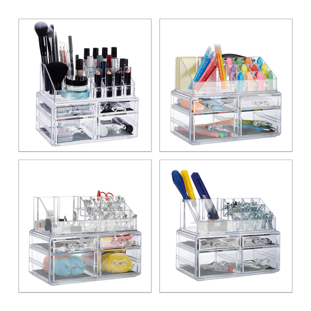 MAKE-UP Organizer - Transparent, Kunststoff (23.5/19/14cm) - Relaxdays