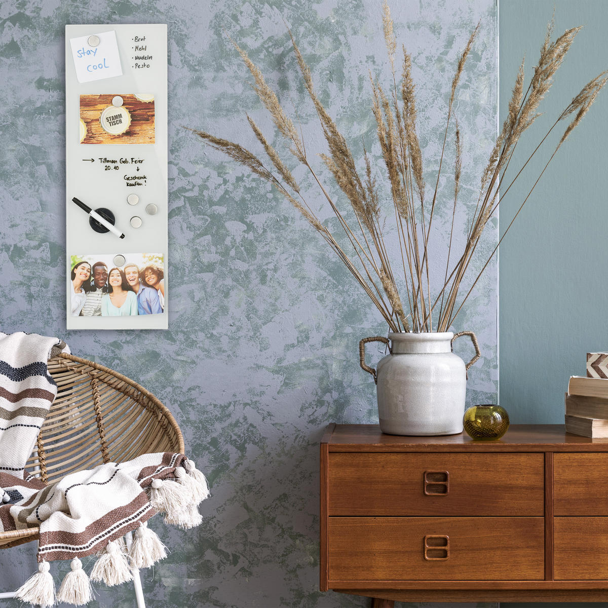 MAGNETTAFEL Glas - Weiß, Glas (60/20/0.5cm) - Relaxdays