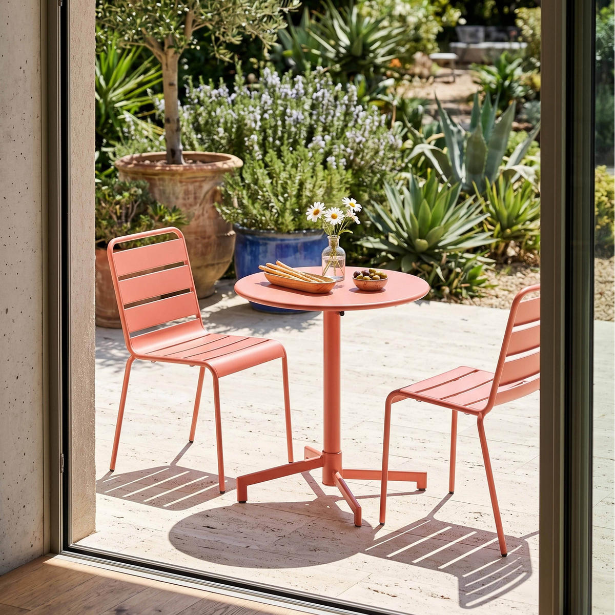 GARTENSET 3-tlg., Tonfarbe - Pink, Metall - Oviala