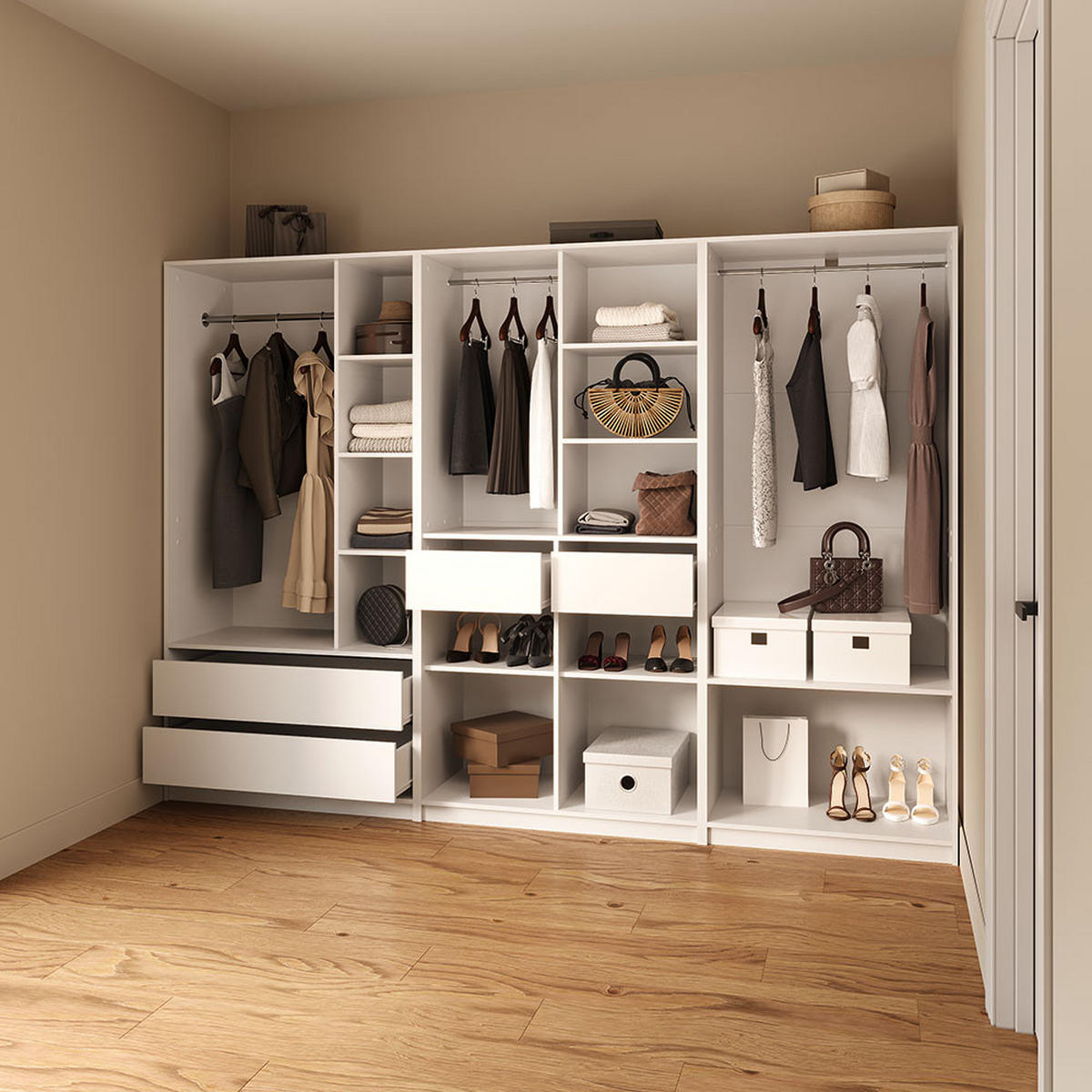 GARDEROBA Trento Bela - bela, leseni material (80/200/50cm) - Livinity®