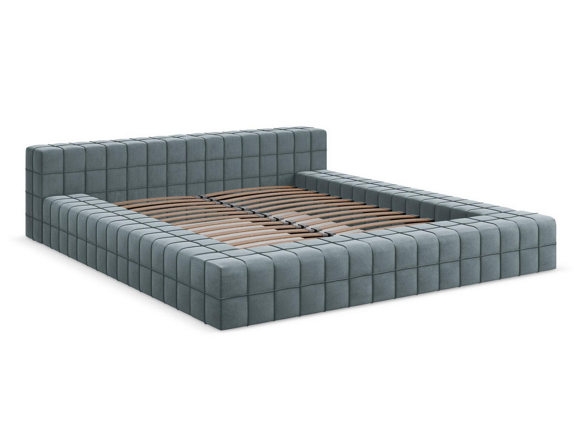 POLSTERBETT mit Lattenrost 220x260 Blau - Blau/Schwarz, Kunststoff/Textil (160/200cm) - Makamii