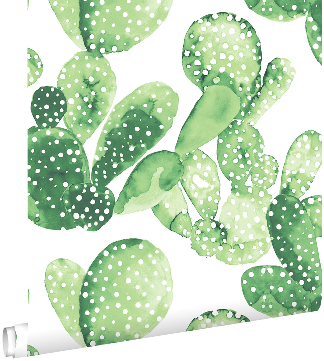 TAPETE gemalte Kakteen in Blüte 53 cm x 10.05 m - Grün, Papier (53/1000cm) - ESTAhome