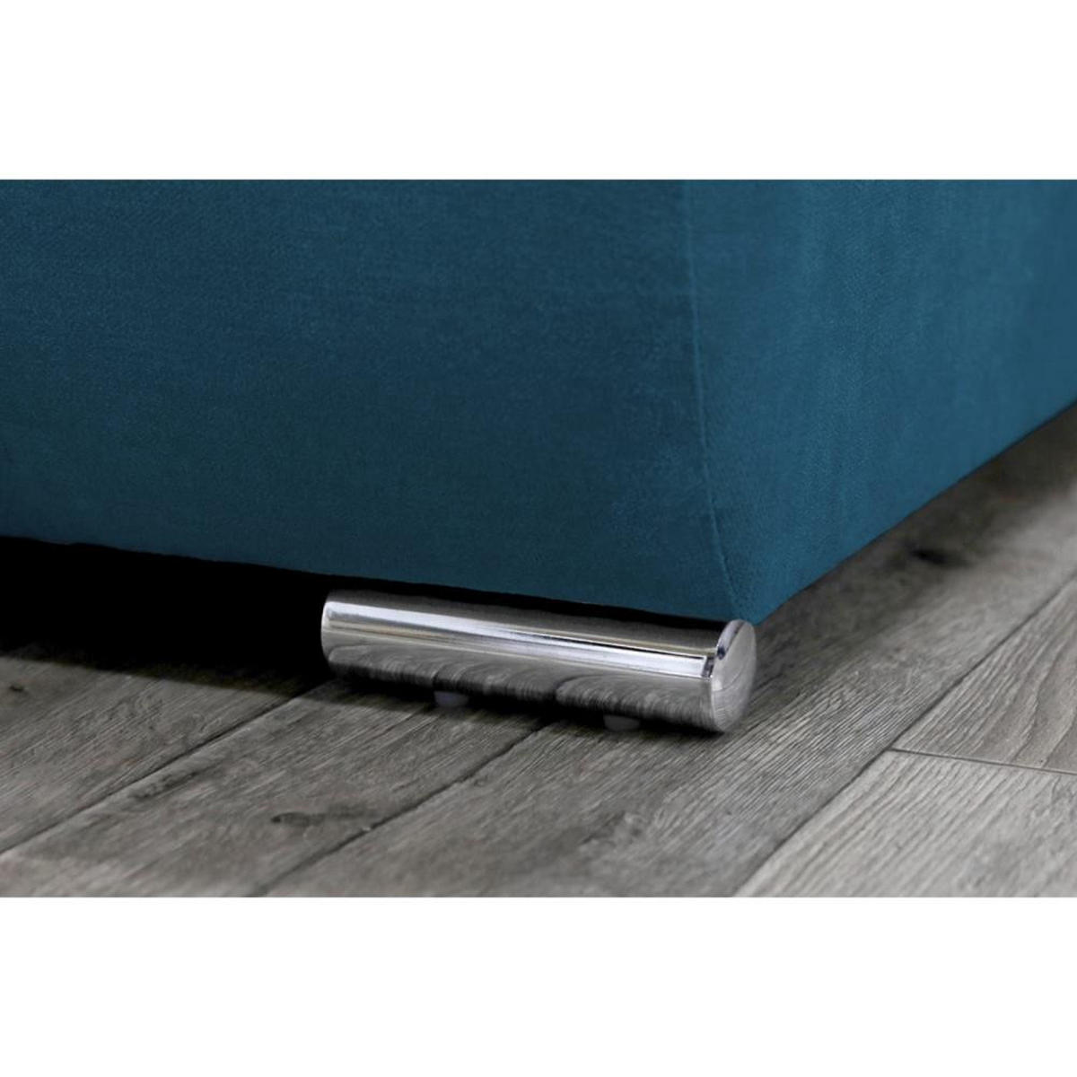 ECKSOFA Draco L blau rechts - Chromfarben/Blau, Textil/Metall (267/186cm) - Beautysofa