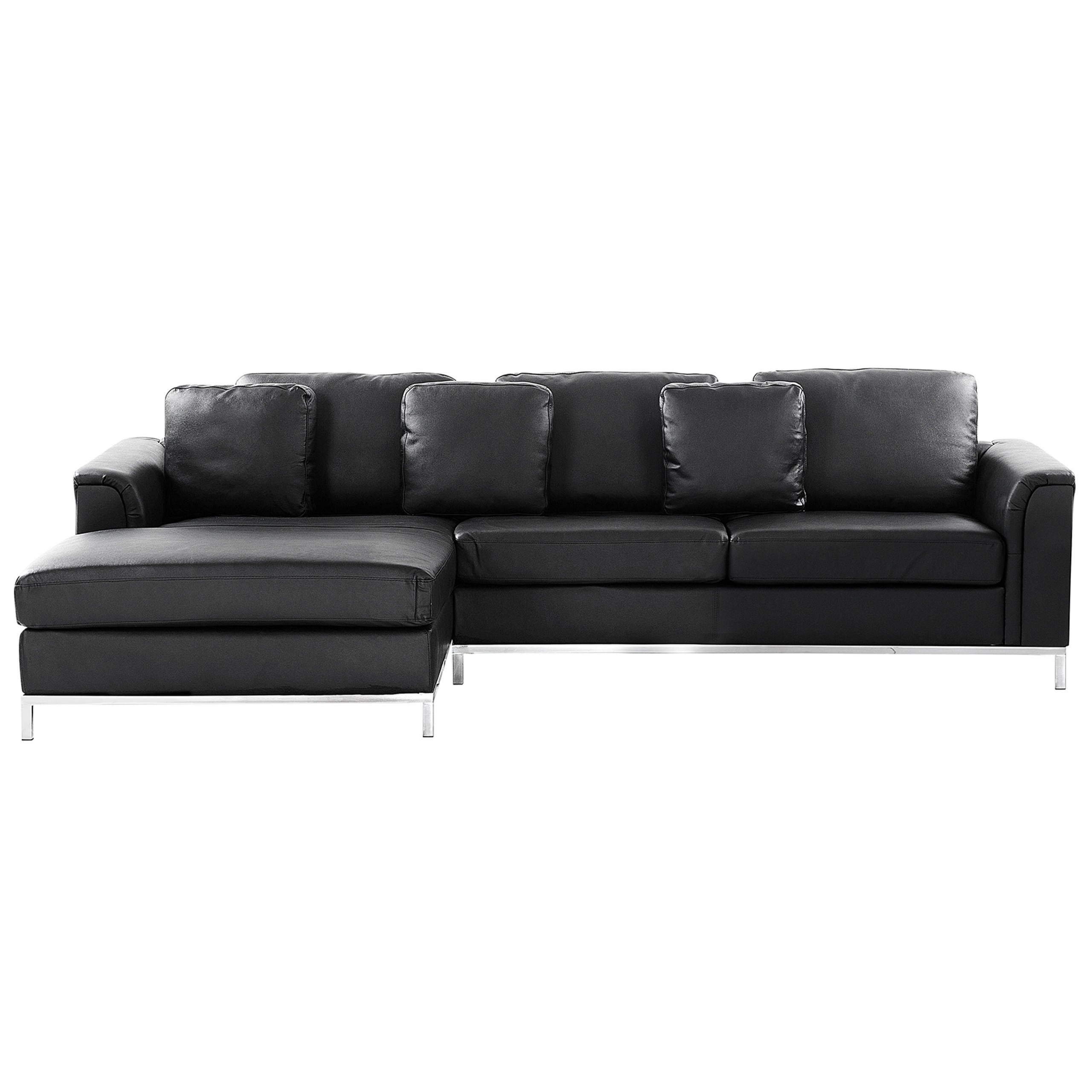 ECKSOFA Leder Schwarz linksseitig Oslo - Schwarz, Leder/Fell (270/151cm) - Beliani