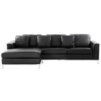 ECKSOFA Leder Schwarz linksseitig Oslo - Schwarz, Leder/Fell (270/151cm) - Beliani