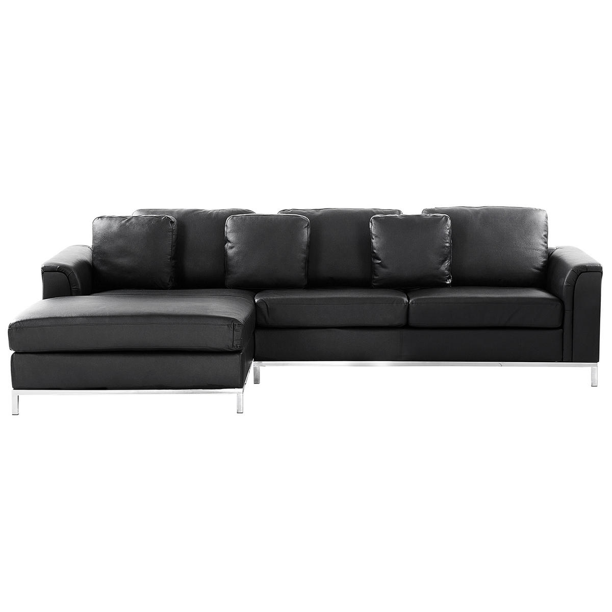 ECKSOFA Leder Schwarz linksseitig Oslo - Schwarz, Leder/Fell (270/151cm) - Beliani