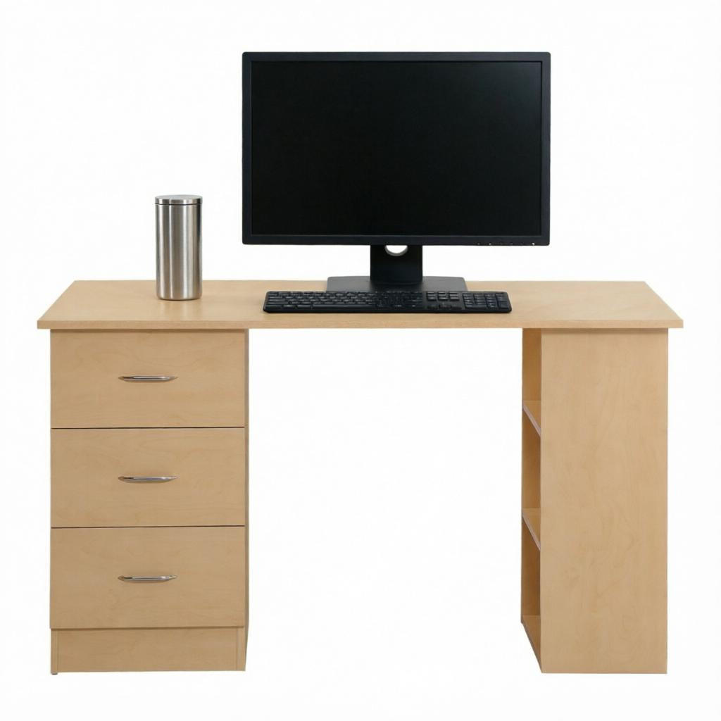 COMPUTERTISCH mit Schubladen und 3 Regalen 120x49cm - Braun, Holzwerkstoff (49/120/72cm) - Gisaae