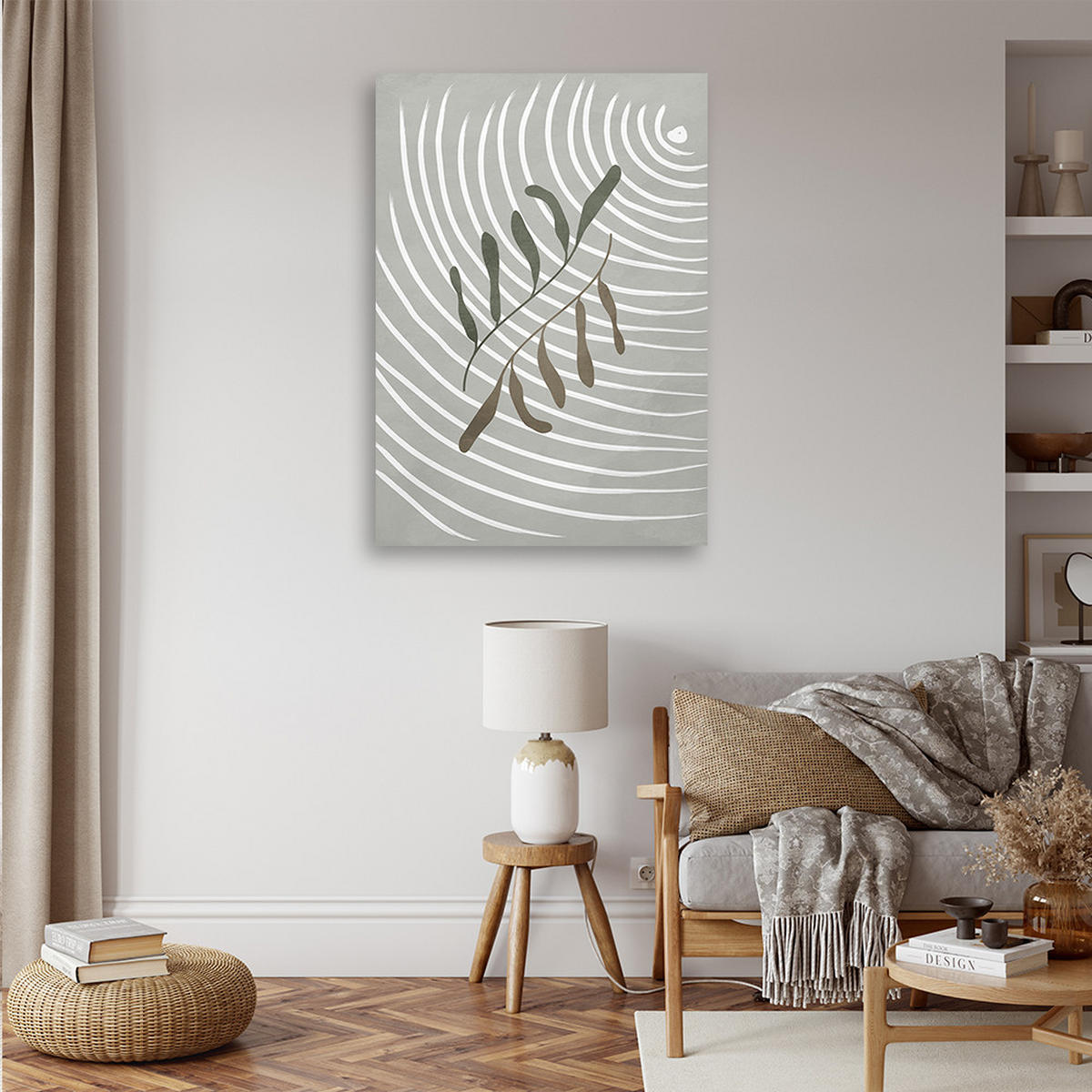 WANDBILD boho linien und zweige - Grau, Textil (40/60cm) - Feeby